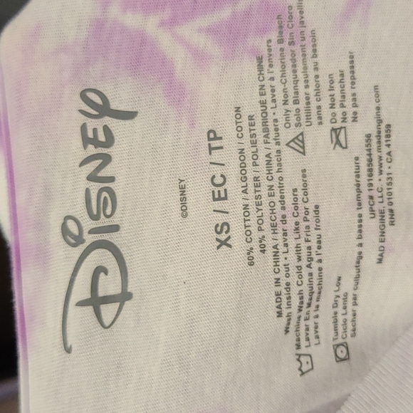 Disney Front/Back Characters Tie Dye Gathered Long Sleeve Tee Sz. XS - Picture 6 of 6